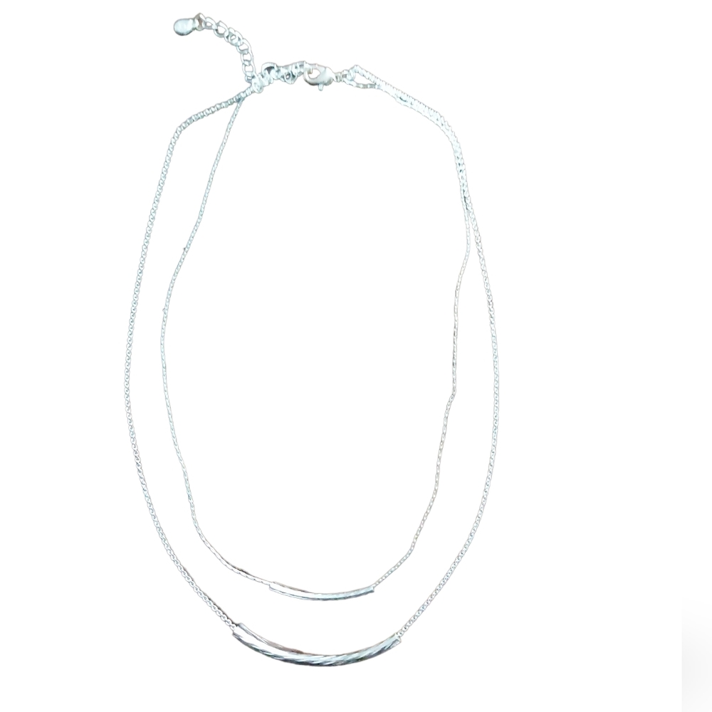 Silver layered necklace 16"